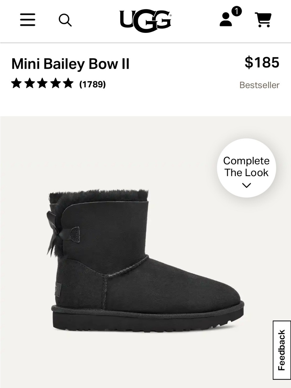 UGG Mini Bailey Bow II Ankle Boot - Black